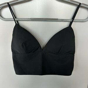 bebe Going Out Padded Black Crop Top with Adjustable Straps